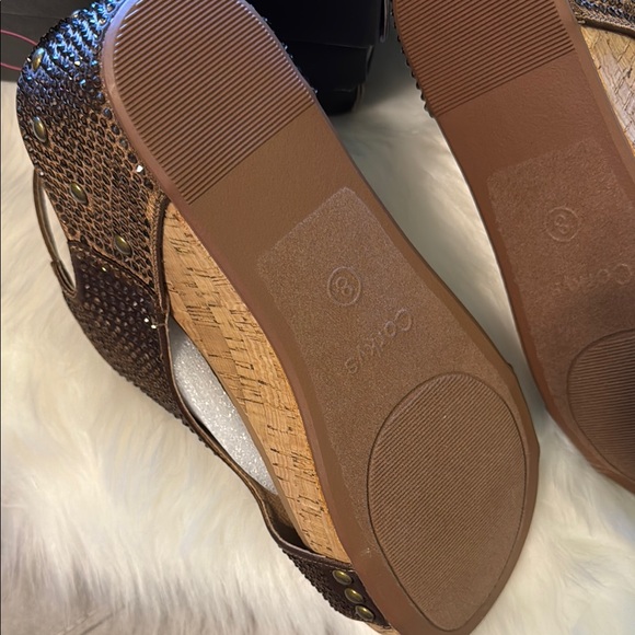 Corkys Brown Wedge Sandals with Slingback Design - Picture 7 of 9